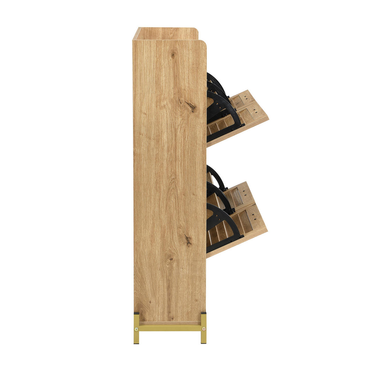 SCHUHSCHRANK 108,5/24/100 cm mit 4 Türen in Holzoptik und Metallgestell - Naturfarben, Holzwerkstoff (108.5/100/24cm) - BEAOK