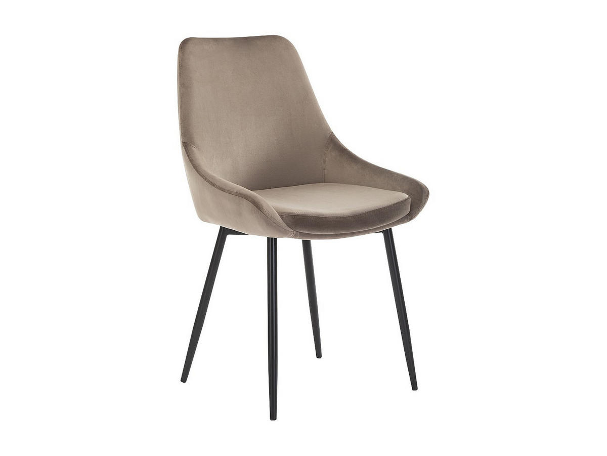 STUHL 2er-Set - Samt & Schwarzes Metall - Taupe - MASURIE - Taupe/Schwarz, Textil (49/85.5/56cm) - Vente-Unique