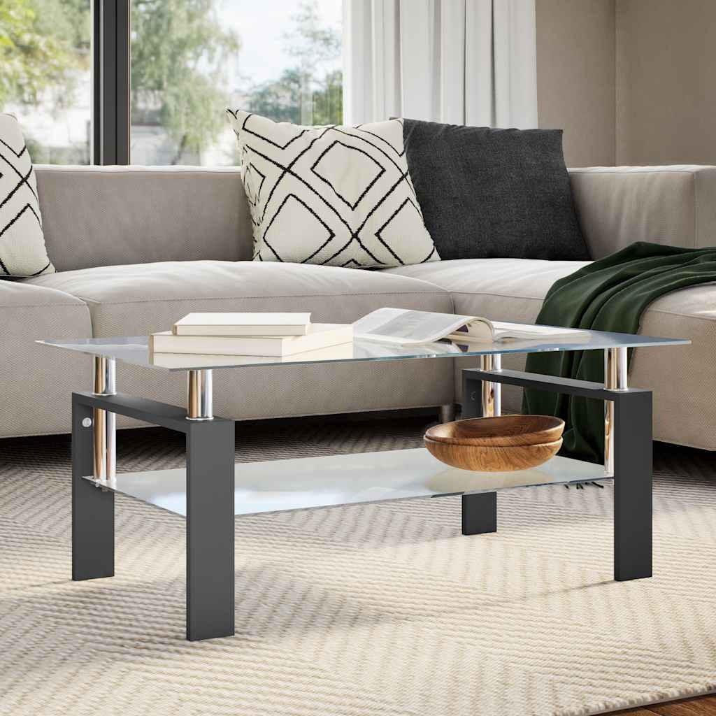 COUCHTISCH Schwarz Transparent 95x55x40 cm Hartglas - Schwarz, Glas (95/55/40cm) - furnicato
