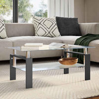 COUCHTISCH Schwarz Transparent 95x55x40 cm Hartglas - Schwarz, Glas (95/55/40cm) - furnicato