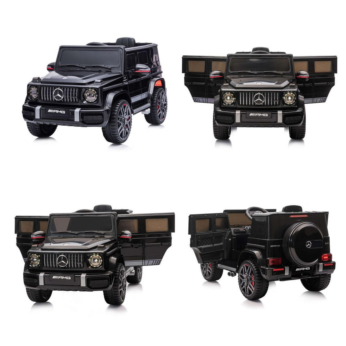 ELEKTROAUTO SUV Mercedes G63 schwarz AMG Fernbedienung Gurt EVA-Reifen - Schwarz, Kunststoff (110/69/56cm) - Chipolino