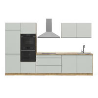 KUCHYŇSKÝ KOUT R-Line, pastelově zelená/Zlatý mocný dub, 340 cm pracovní deska Bílá - pastelově zelená/barva dubu, kompozitní dřevo (340/206.8/60cm) - Vicco