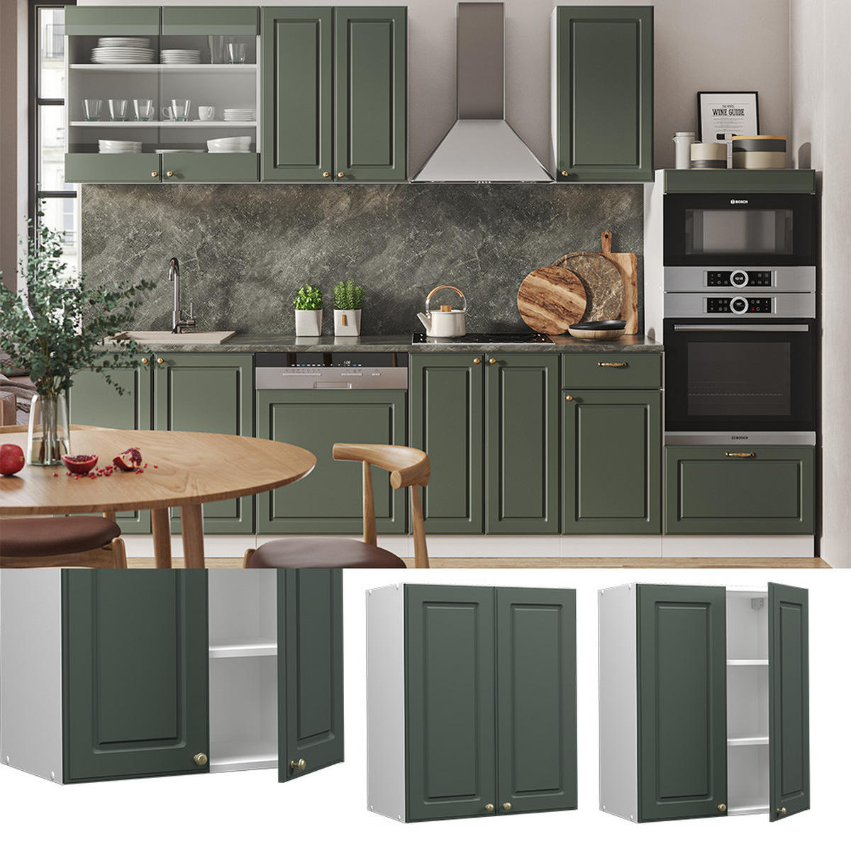 HÄNGESCHRANK Fame-Line Grün-Gold Landhaus 60 cm - Weiß/Grün, Holzwerkstoff (60/72/34.1cm) - Vicco
