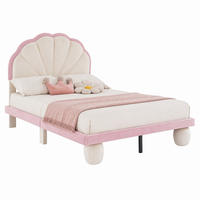 BETT mit LED-Lichtleiste 90x200 cm Samt für Kinder - Weiß, Holz (90/200cm) - Meubliv