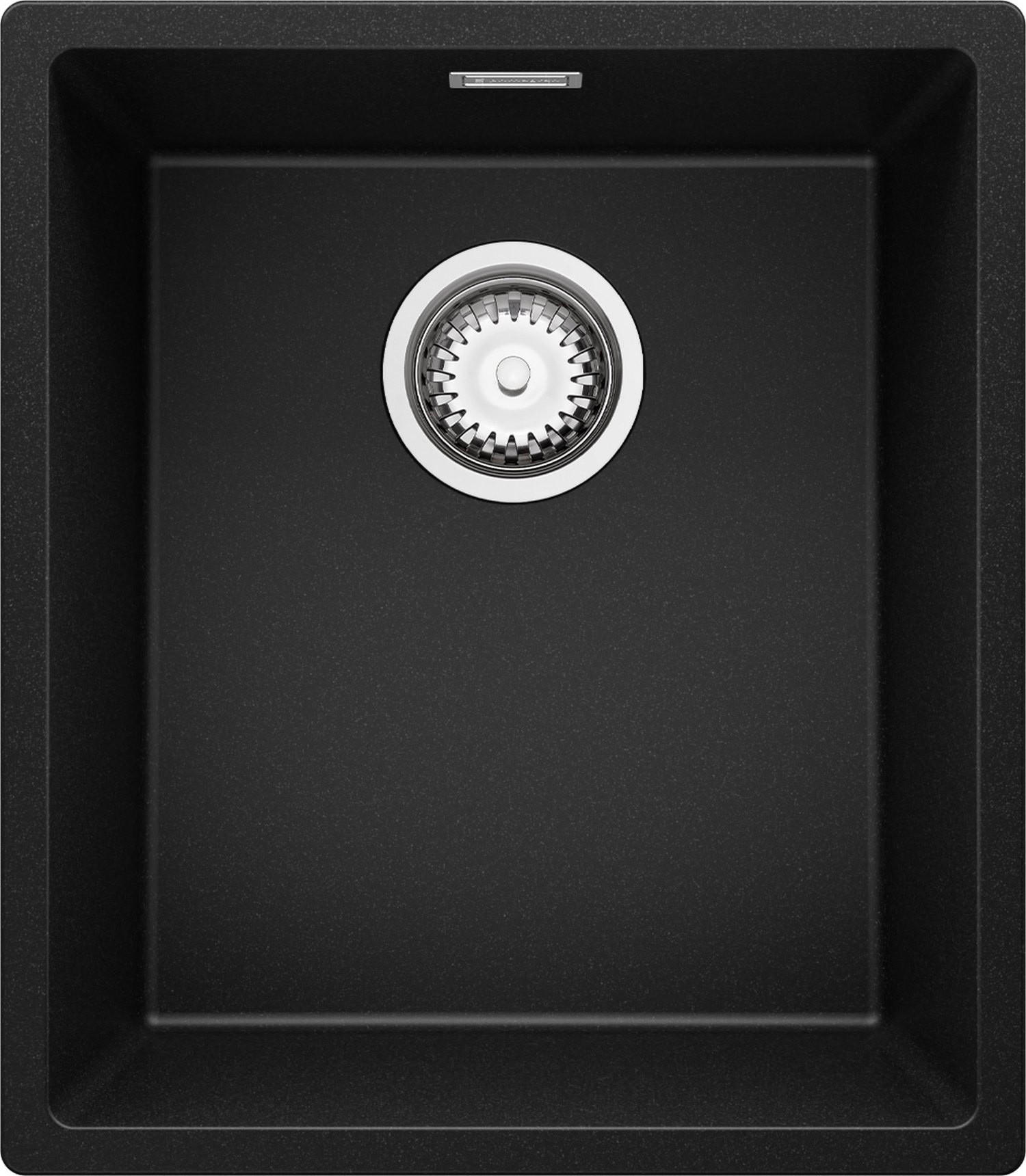 SPÜLBECKEN London Slim, 2-er set Schwarz 41/47 cm 1 Becken + Ablauf-Set ab 45er Unterschrank - Chromfarben/Schwarz, Kunststoff (41/20/47cm) - Primagran