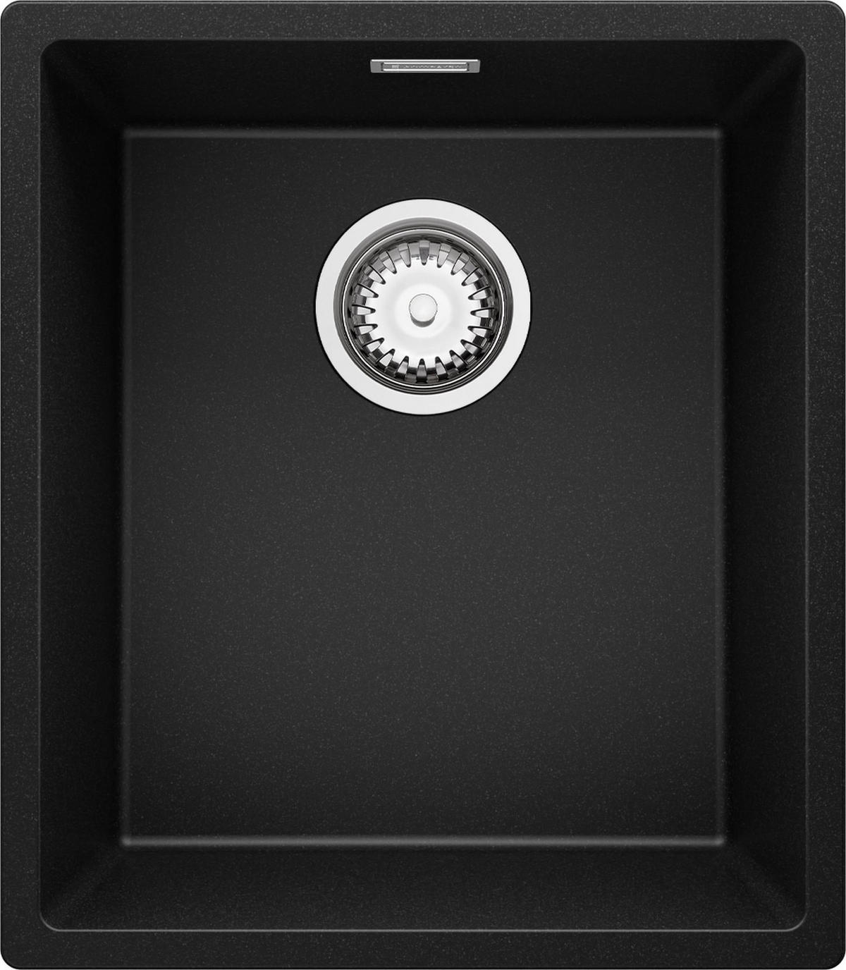 SPÜLBECKEN London Slim, 2-er set Schwarz 41/47 cm 1 Becken + Ablauf-Set ab 45er Unterschrank - Chromfarben/Schwarz, Kunststoff (41/20/47cm) - Primagran