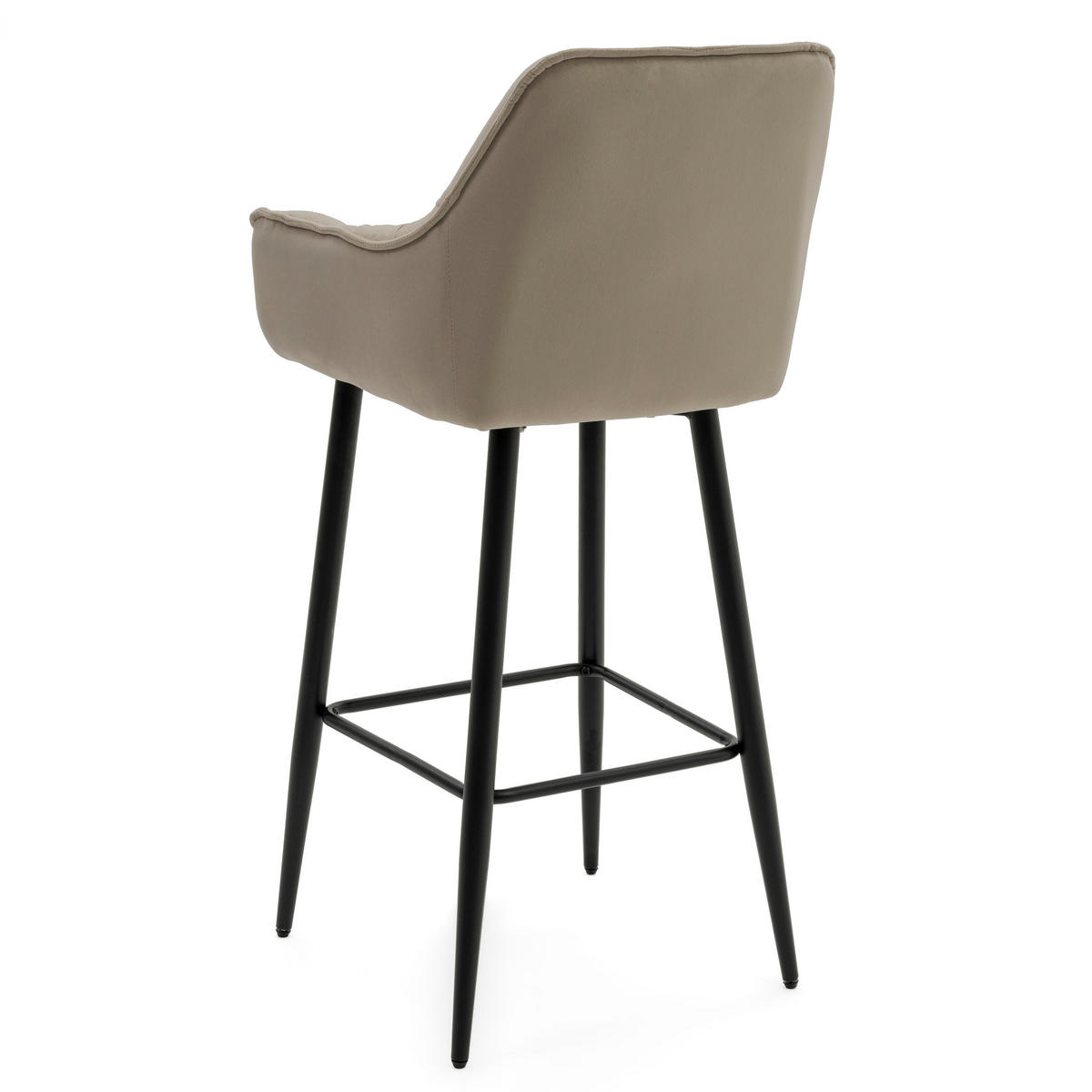 BARHOCKER SIENA gepolstert mit Steppung - dunkelbeige - Samt Velours - Hellbraun/Schwarz, Metall (53/107/52cm) - NEW HOME