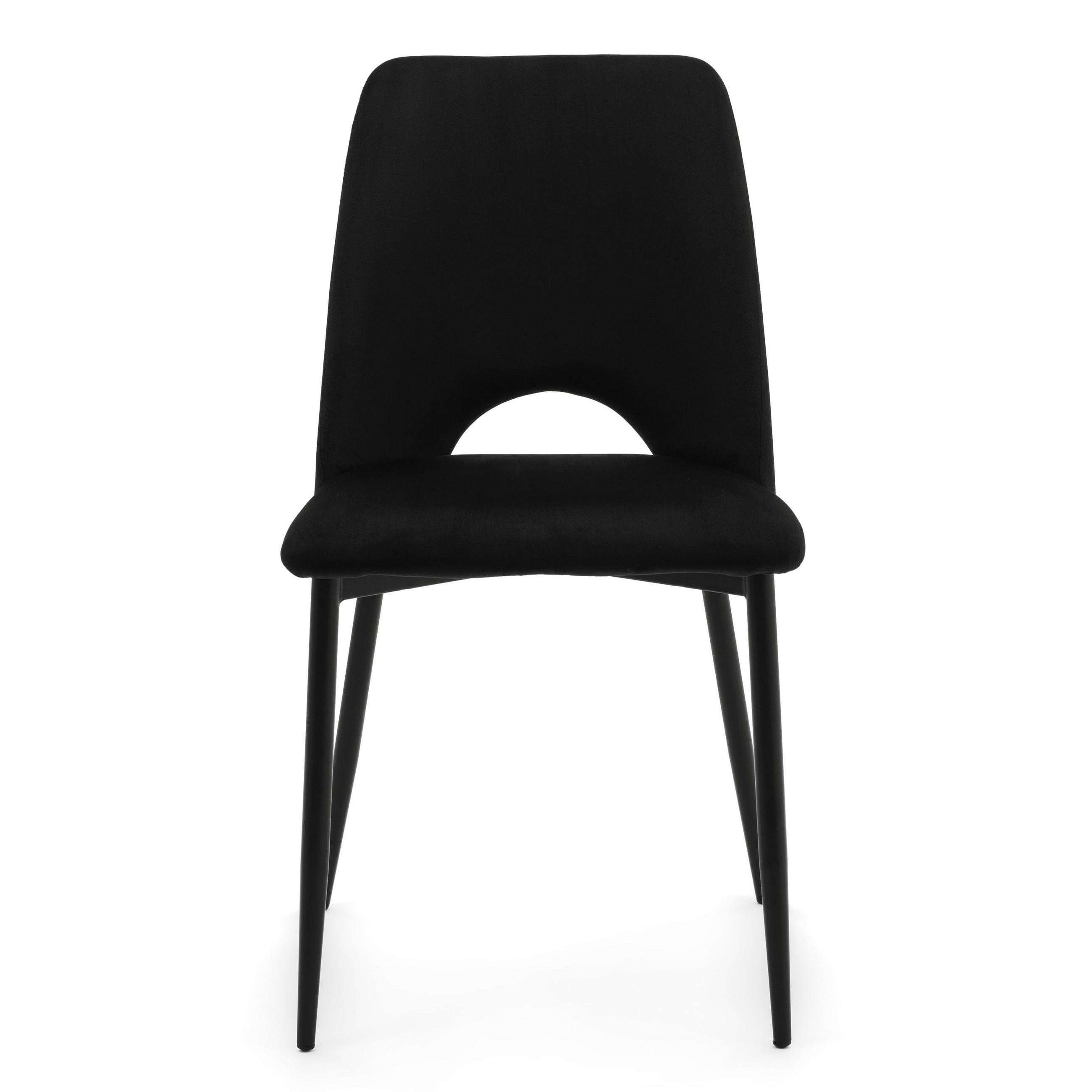 STUHL ORO gepolsterter mit Steppung - schwarz - Samt Velour - Schwarz, Textil/Metall (47/91/55cm) - NEW HOME