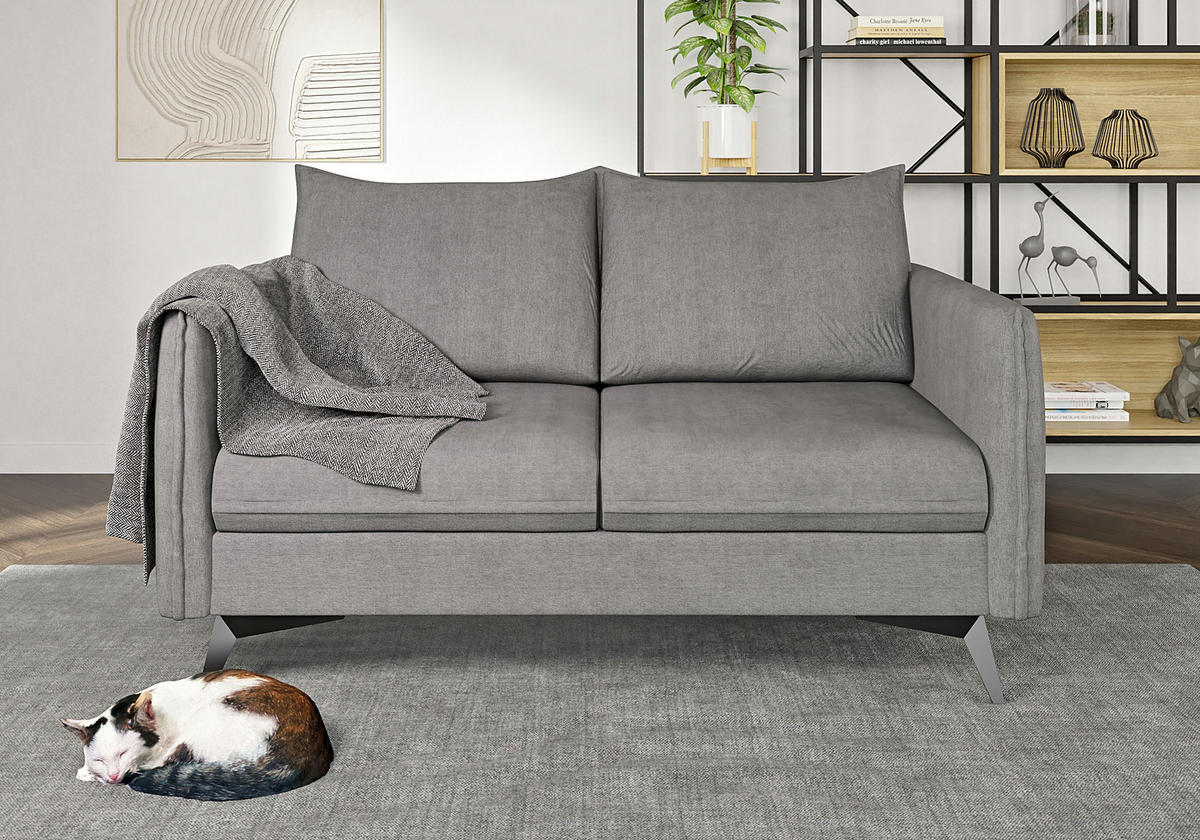 SITZGARNITUR 3+2+1 Pulse Grau Luxusmikrofaser - Schwarz/Grau, Holz/Textil (199/86/91cm) - S-Style Möbel