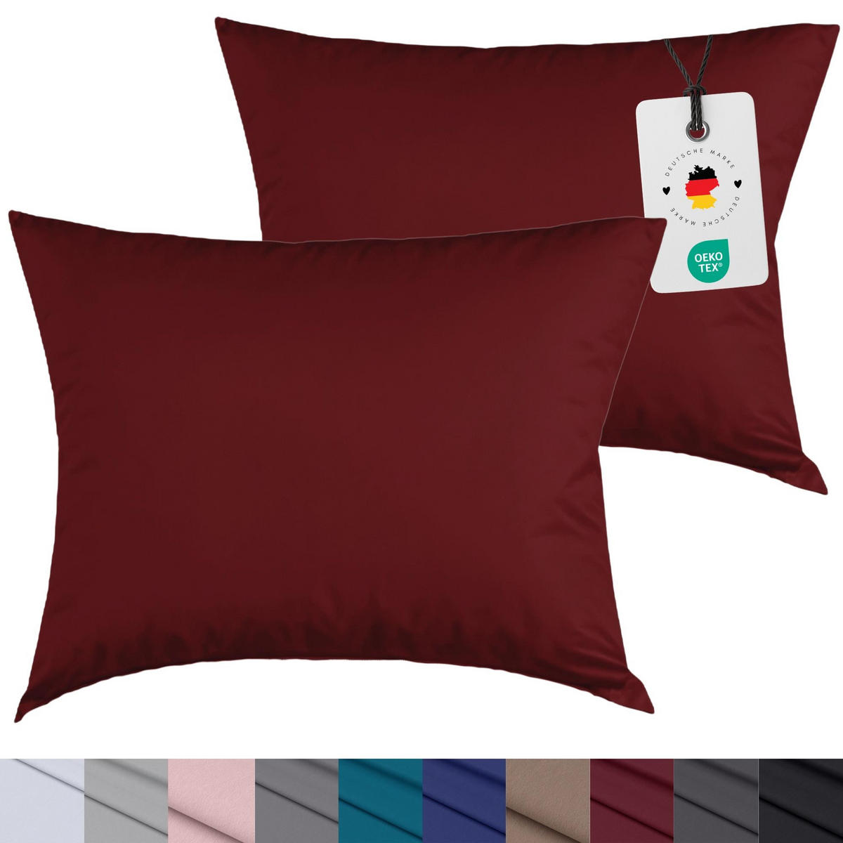 KISSENBEZUG 40x40 cm aus 100% Mikrofaser, Kissenhülle Rot Einfarbig - Bordeaux, Textil (40/40cm) - Carpe Sonno