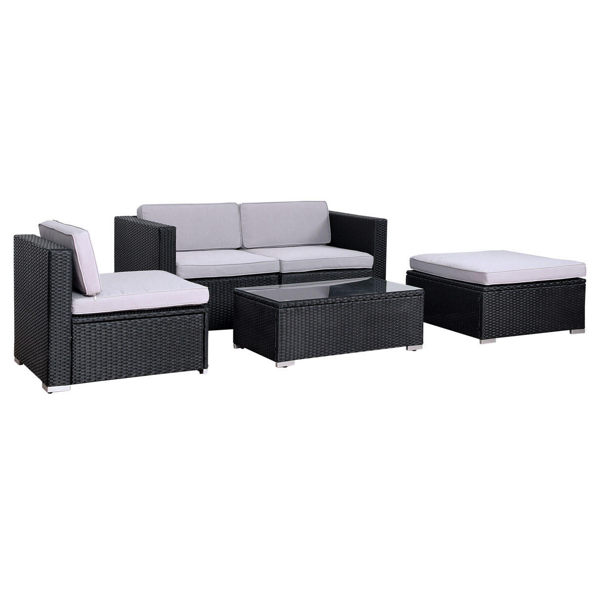 GARTENLOUNGE Polyrattan - Schwarz, Kunststoff - SVITA