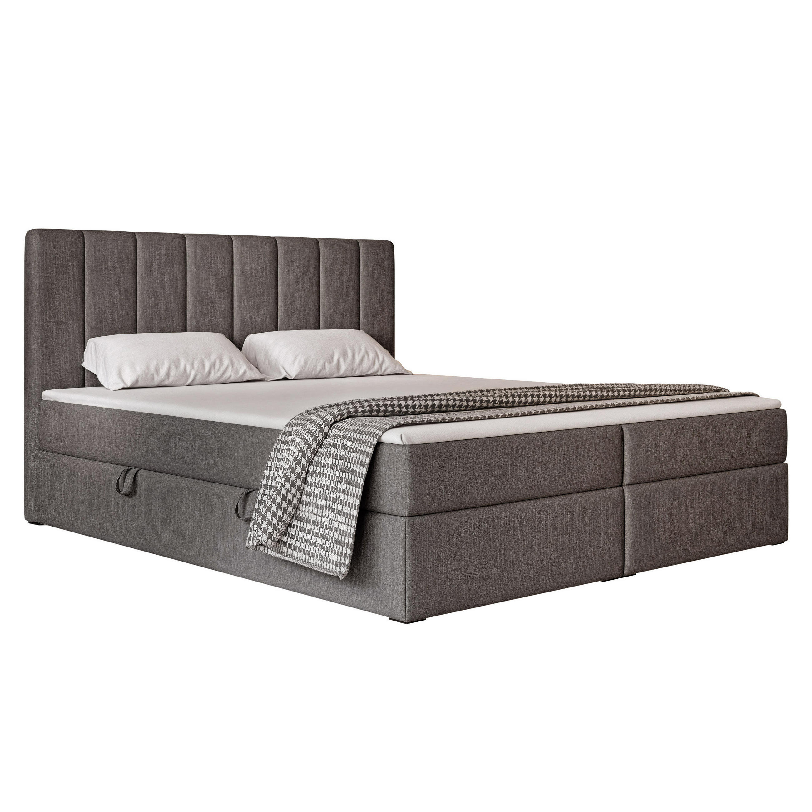 BOXBETT LEO 180/200 cm mit Matratze und Topper, Dunkelgrau - Dunkelgrau/Schwarz, Holzwerkstoff/Kunststoff (180/200cm) - Idohome