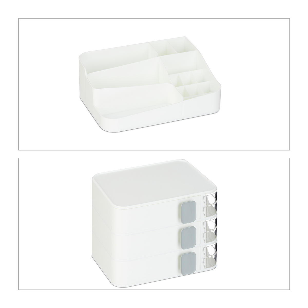 MAKE-UP-ORGANIZER - Weiß, Kunststoff (26/27.5/21cm) - Relaxdays