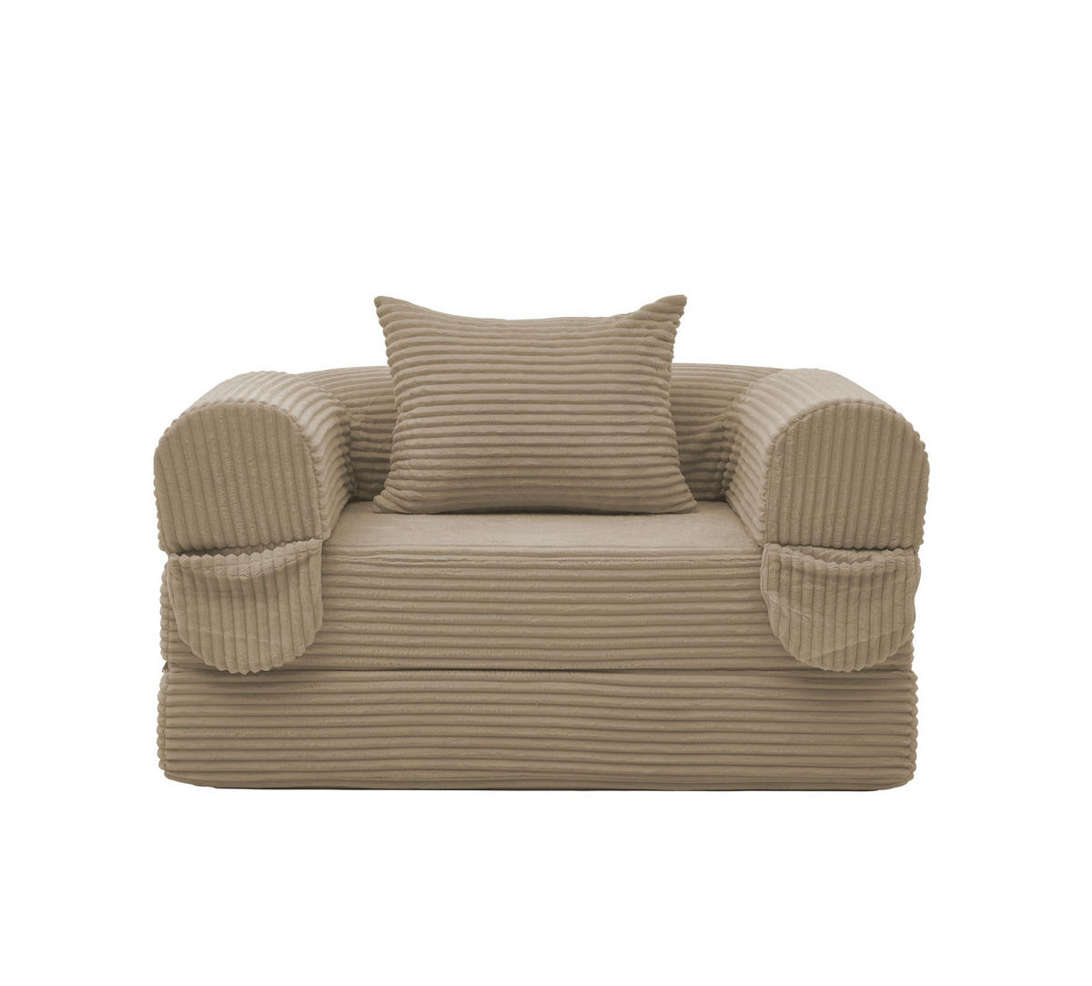 SCHLAFSOFA 2-in-1 Einzelsessel Klappbar Braun Cord - Braun, Kunststoff (85/65/120cm) - Meubliv