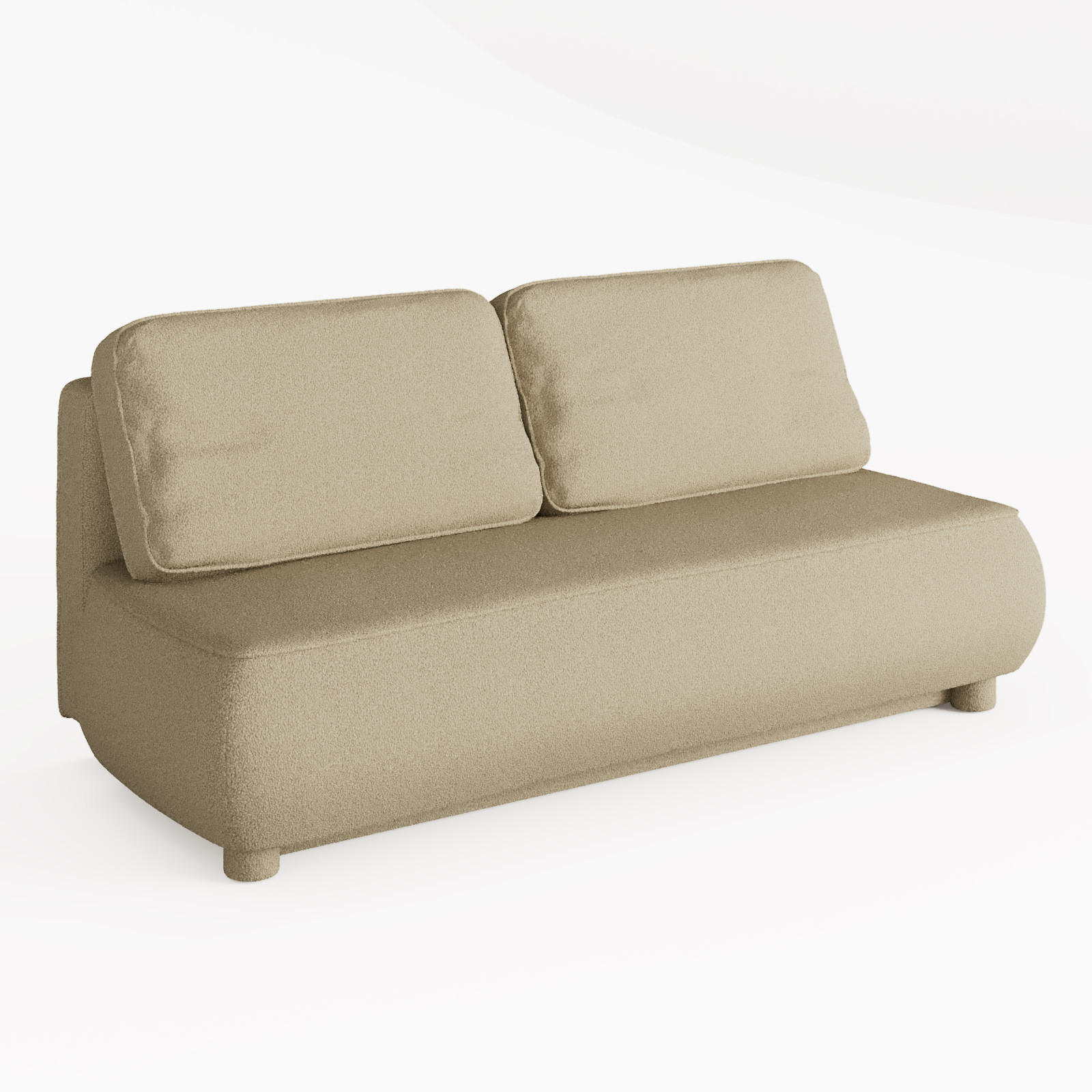 SOFA LUMIO Beige Bouclé-Stoff mit Schlaffunktion und Bettkasten - Beige, Holz (209/96/96cm) - Barchello