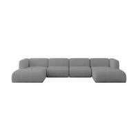 WOHNLANDSCHAFT MIRA-U2 408x179x70 Grau Velours - Schieferfarben/Schwarz, Holzwerkstoff/Kunststoff (408/70/179cm) - ALTDECOR