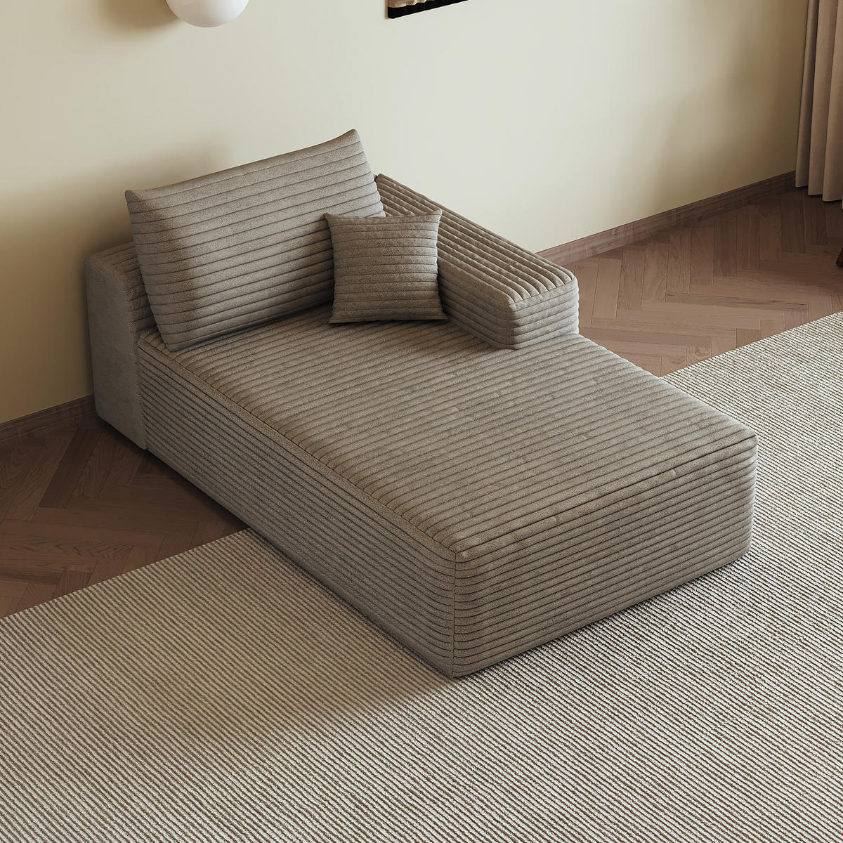 RÉCAMIERE DE-34721 rechte Chaiselongue Kamel - Sandfarben, Textil (95/83/175cm) - ComfortXL