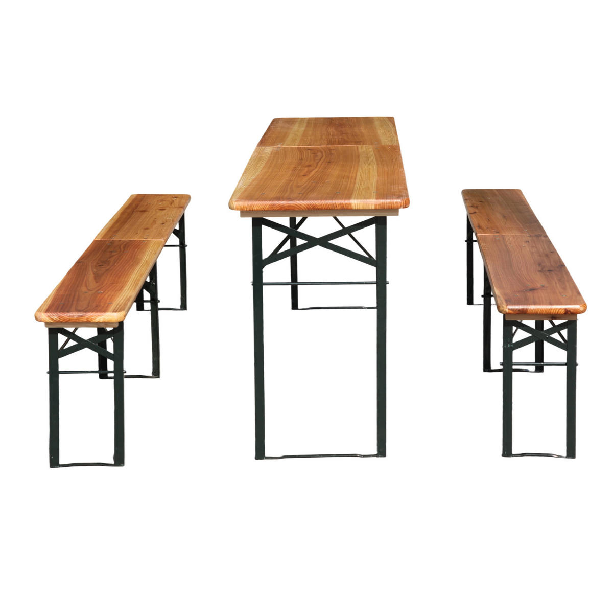GARTENMÖBELSET aus Massives Holz und Metall 220 x 50 x 78 cm natur klappbar - Naturfarben, Metall - Modfu