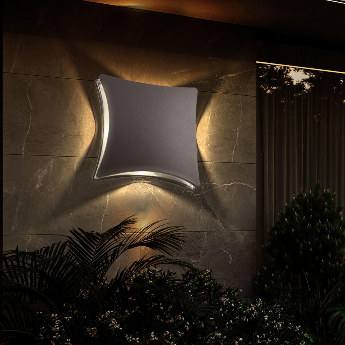 LED AUSSEN-WANDLEUCHTE Aludruckguss Schwarz - Schwarz, Metall (20.5/20.5/7.4cm)