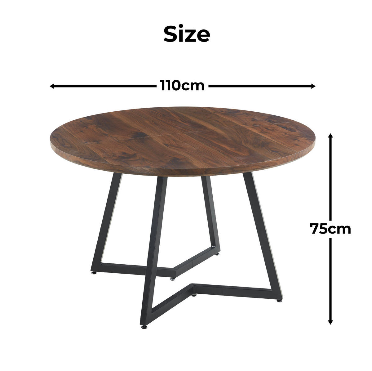 ESSTISCH 110/110/75 cm walnuss aus MDF mit Metallgestell - Walnussfarben, Holzwerkstoff (110/110/75cm) - OKWISH