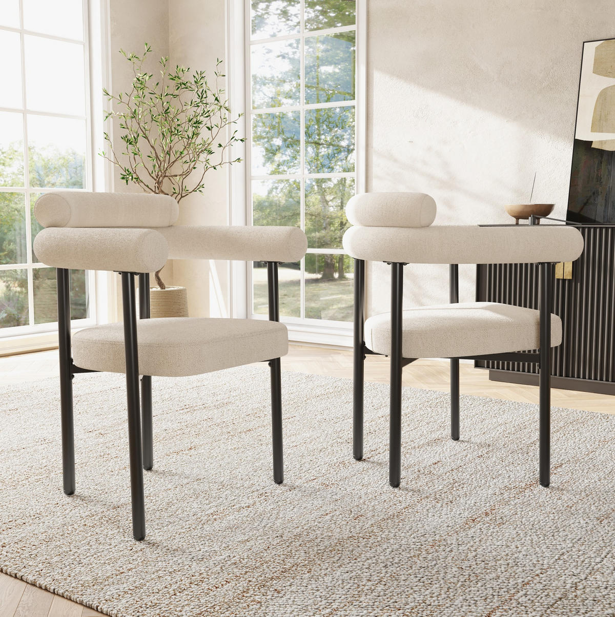 ESSZIMMERSTUHL 2er-Set mit breiter Sitzfläche 70 x 62 x 84 cm Beige - Beige, Metall (62/84/70cm) - Meubliv