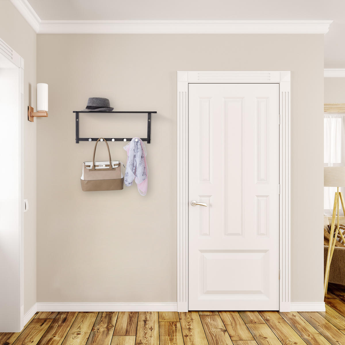WANDGARDEROBE Ablage - Schwarz, Metall (65/28/25cm) - Relaxdays
