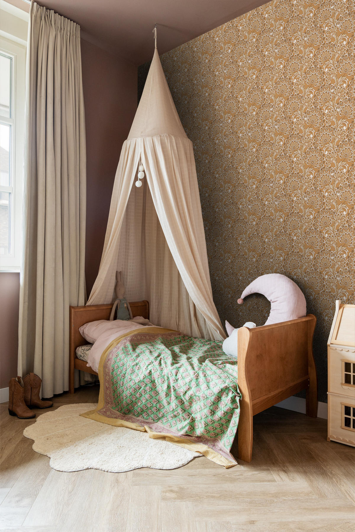 TAPETE Blumenmuster 50 x 900 cm - Braun, Papier (50/900cm) - ESTAhome