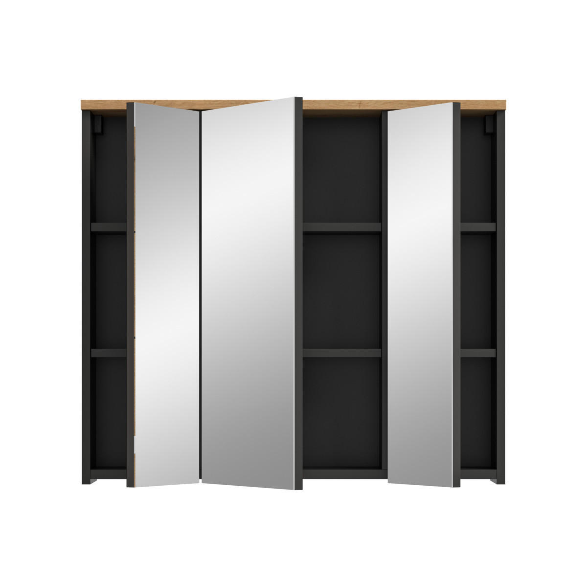 HÄNGESCHRANK mit 3 Spiegeltüren in Eichen- und Grauoptik 21/73/80 cm - Eschefarben, Holzwerkstoff (21/73/50.5cm) - Calicosy