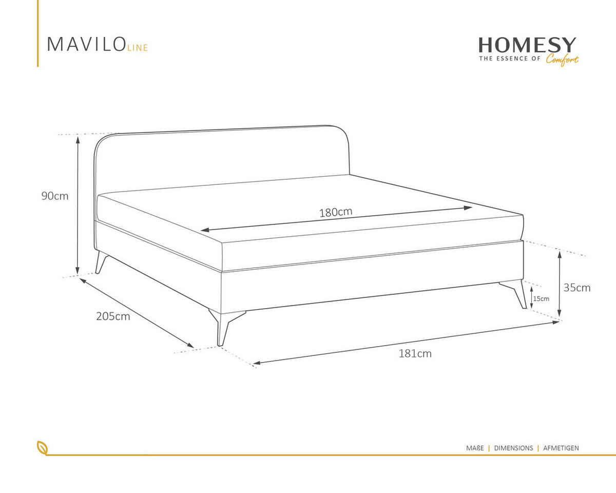 POLSTERBETT Mavilo 180 x 200 cm Lattenrost ohne matratze - dunkelgrau - Dunkelgrau, Holz (180/200cm) - Homesy