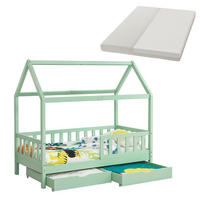 KINDERBETT Marli mint 80x160 cm mit Bettkasten und Matratze - Mintgrün, Holz (80/160cm) - Juskys