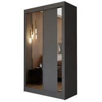 ŠATNÍ SKŘÍŇ S POSUVNÝMI DVEŘMI GRAZIA, 120/216/61 cm 2dveřová se zrcadlem, šedá - šedá, kompozitní dřevo (120/216/61cm) - MASSENO