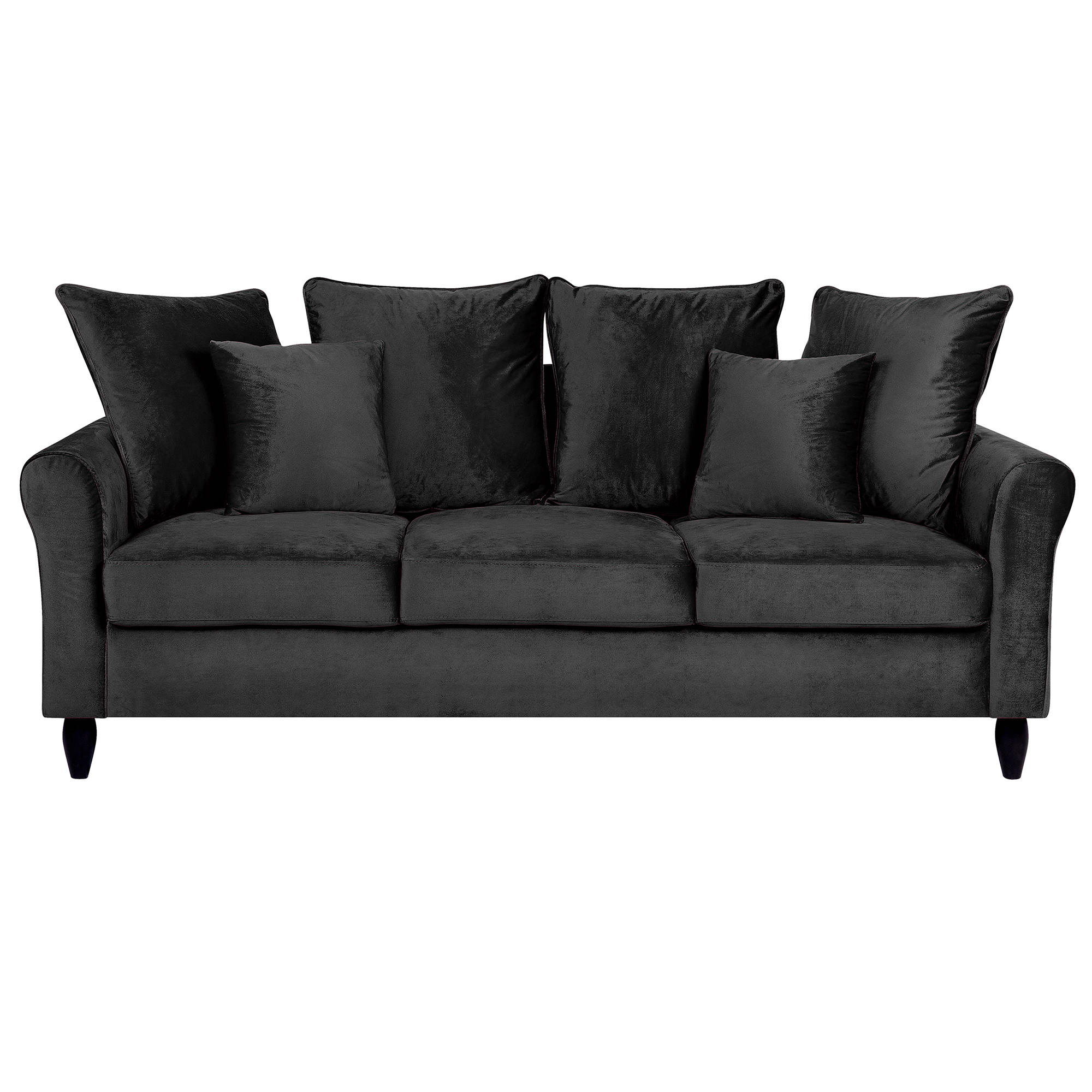 3-SITZER-SOFA Samtstoff Schwarz Bornholm - Schwarz, Textil (197/76/79cm) - Beliani