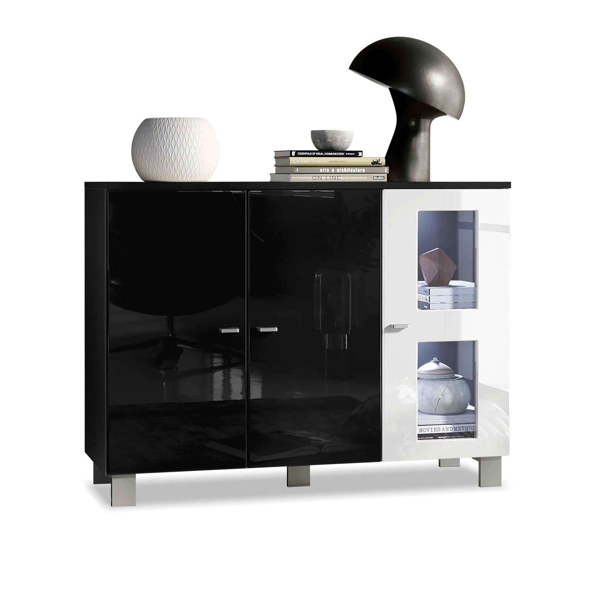 SIDEBOARD Denjo Tür in Weiß Hochglanz - Weiß Hochglanz, Holzwerkstoff (107/81/35cm) - Vladon
