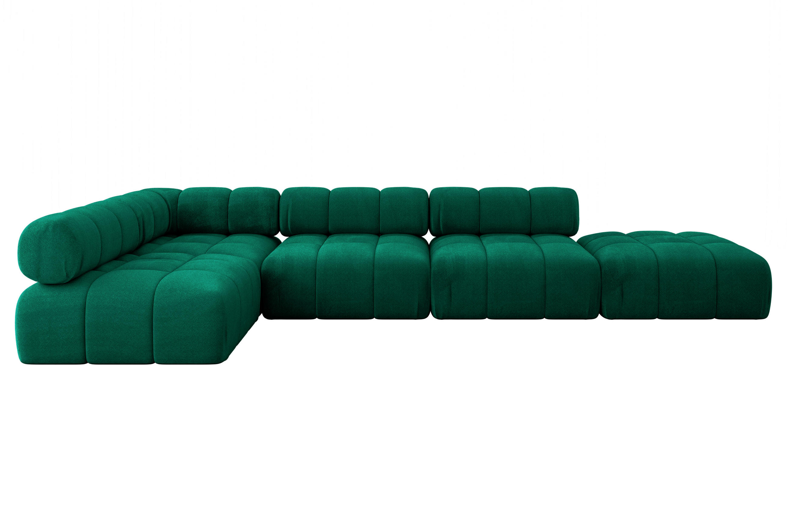 ECKSOFA modulares Sofa Favio-L2 - 380x190x70 cm Dunkelgrün Velours - Dunkelgrün, Holzwerkstoff/Textil (380/190cm) - ALTDECOR