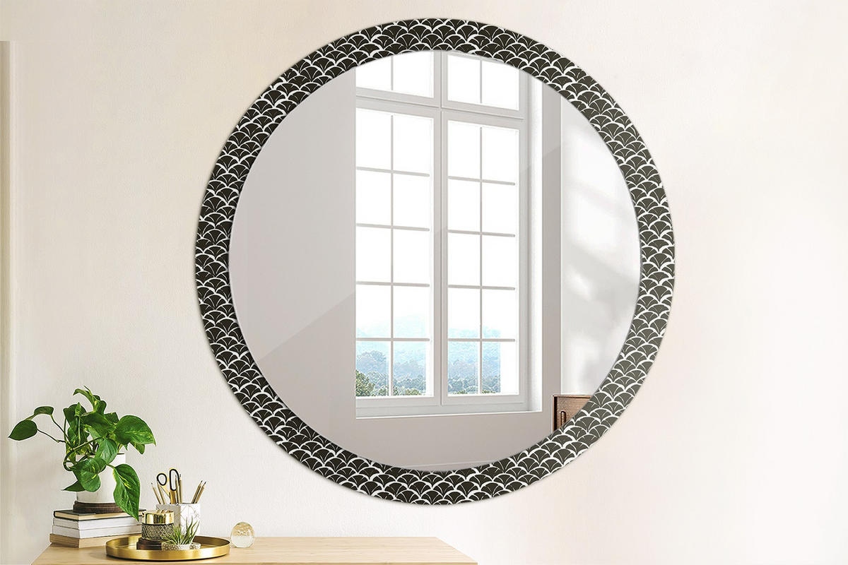 SPIEGEL Rund Ø 100 cm mit Aufdruck - Schwarz, Glas (100/100/0.4cm) - Wallfluent