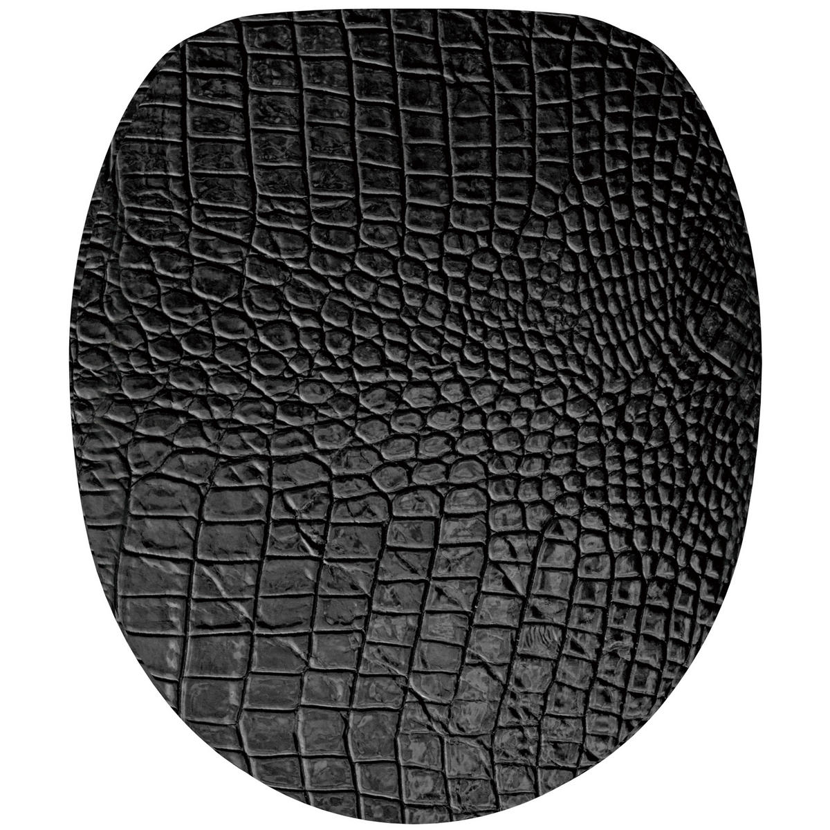 WC Sitz mit Absenkautomatik Leder - Schwarz, Holzwerkstoff (38/6/47cm) - Sanilo