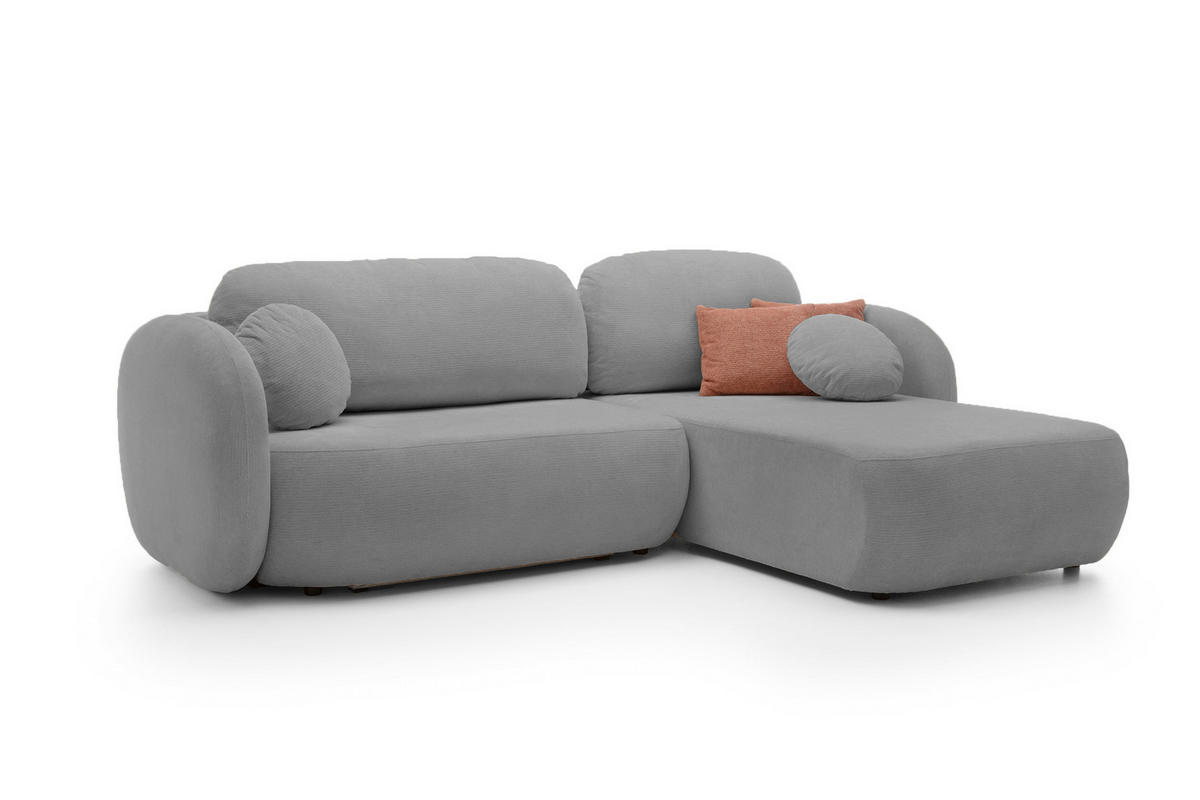 ECKSOFA OLIO L-Form Schlaffunktion mit Bettkasten, lose Rückenkissen, freistehend, RECHTS 248x174 cm Dark grey - Dunkelgrau, Holz/Textil (248/174cm) - DomoHome