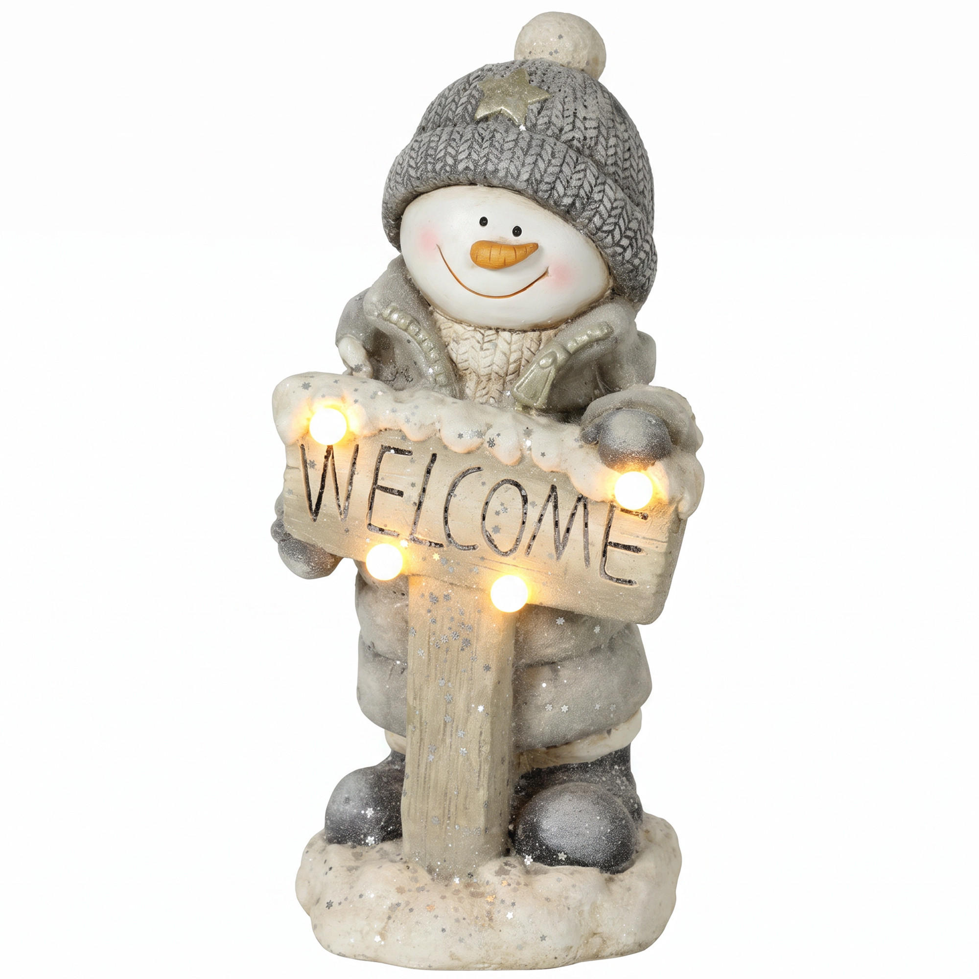 SCHNEEMANN-STATUE Magnesiumoxid Grau - Grau, Stein (20/46/23cm) - HOMCOM