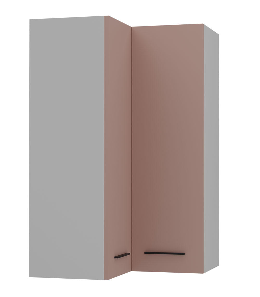 ECKHÄNGESCHRANK Bonn W14/60 grau / rosé kupfer matt 60 / 60 / 96cm - Hellrosa/Grau, Holz/Holzwerkstoff (60/96/60cm) - Feldmann-Wohnen