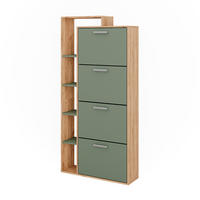 SCHUHKIPPER Orlando Goldkraft Eiche/Grün 80 x 166.1 cm mit 4 Fächern - Eichefarben/Grün, Holzwerkstoff (80/166.1/24.2cm) - Vicco