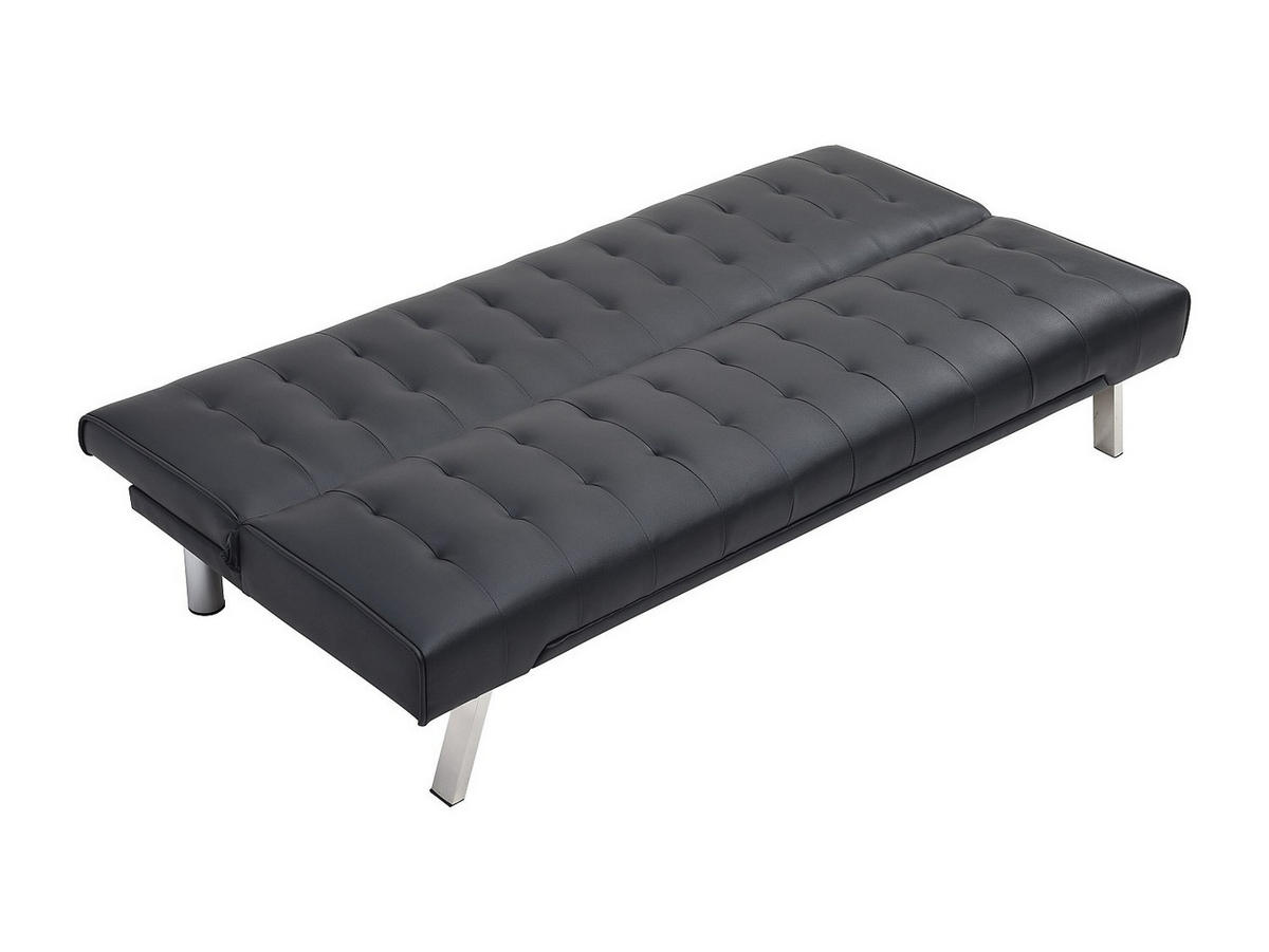SCHLAFSOFA - 2 Personen - kunstleder - schwarz Guillaume - Schwarz, Leder/Metall (177/74/78cm) - Vente-Unique