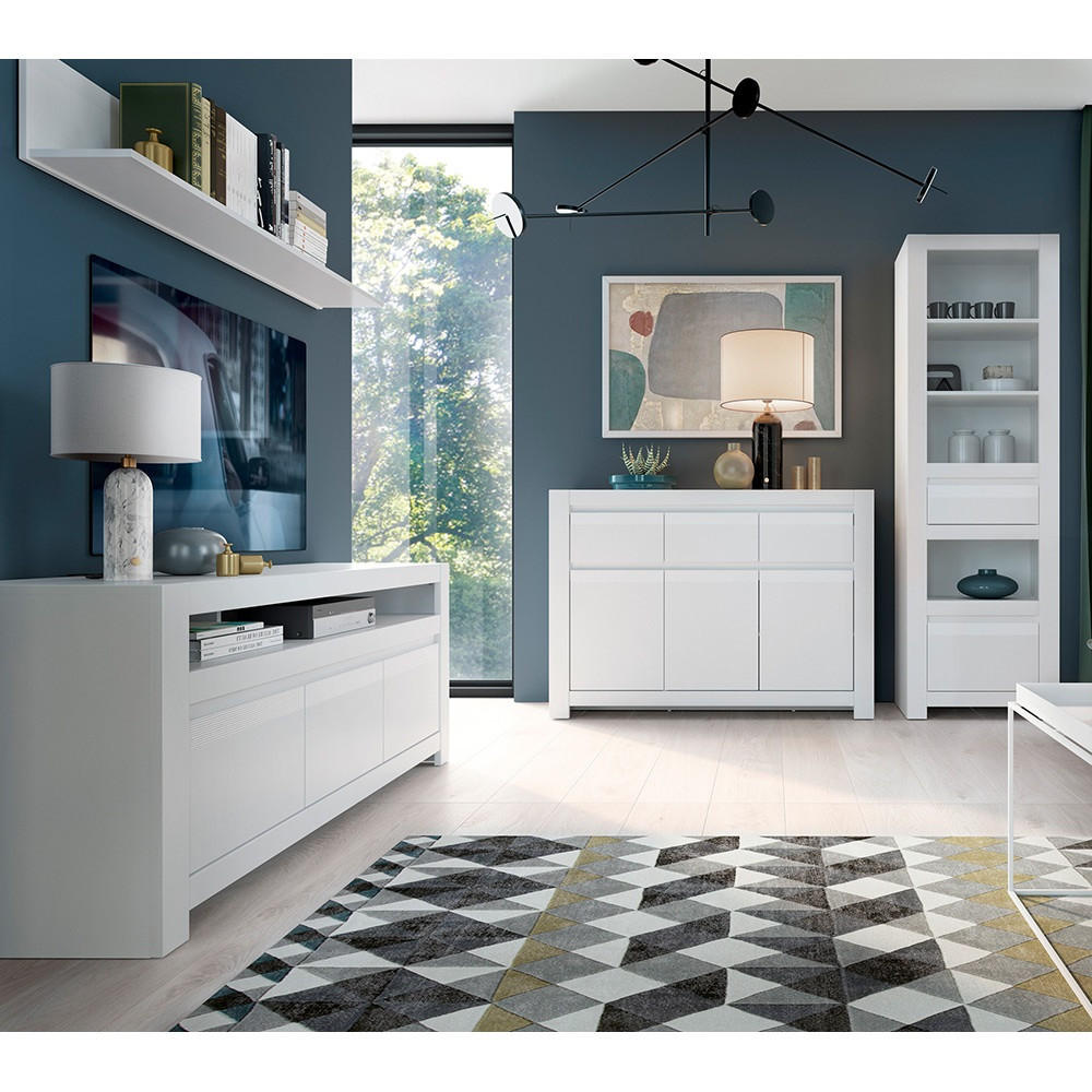 WOHNZIMMER-SET 4-TLG. Nava-129 - Weiß, Holzwerkstoff (475/198/42cm) - Lomado