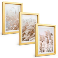 BILDER SET 3er Set - 20x30 cm Goldrahmen - Grasflächen in Braun- und Beigetönen - Goldfarben, Kunststoff (20/30cm) - TULUP