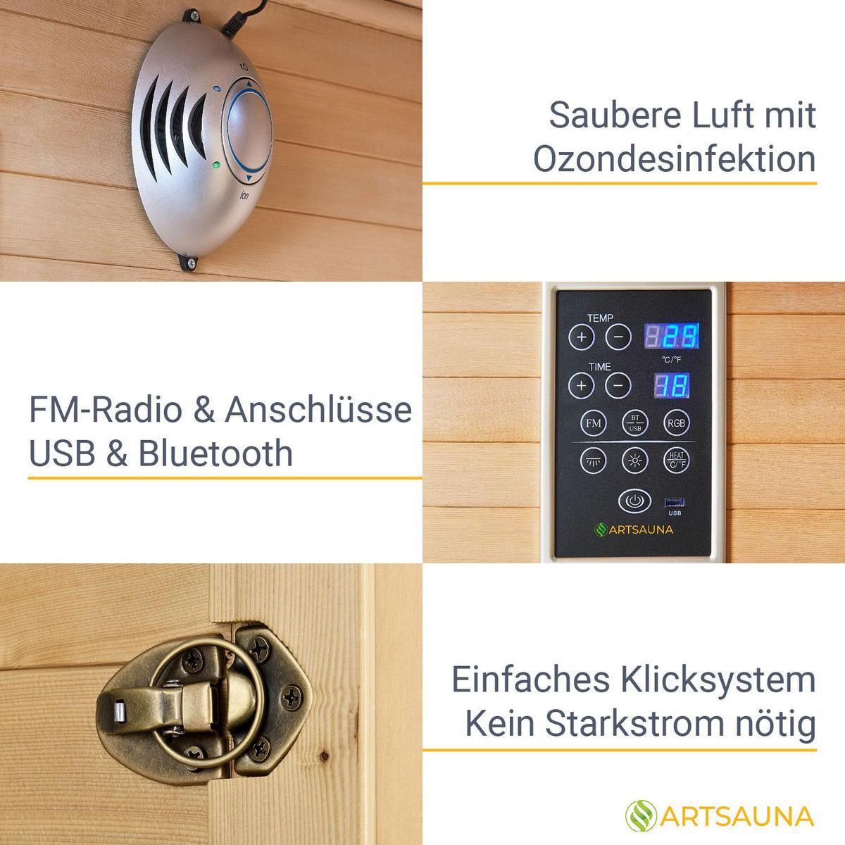 INFRAROTKABINE Kiruna 120 mit Dual Technologie & Hemlockholz - Naturfarben, Holz (120/190/105cm) - Artsauna