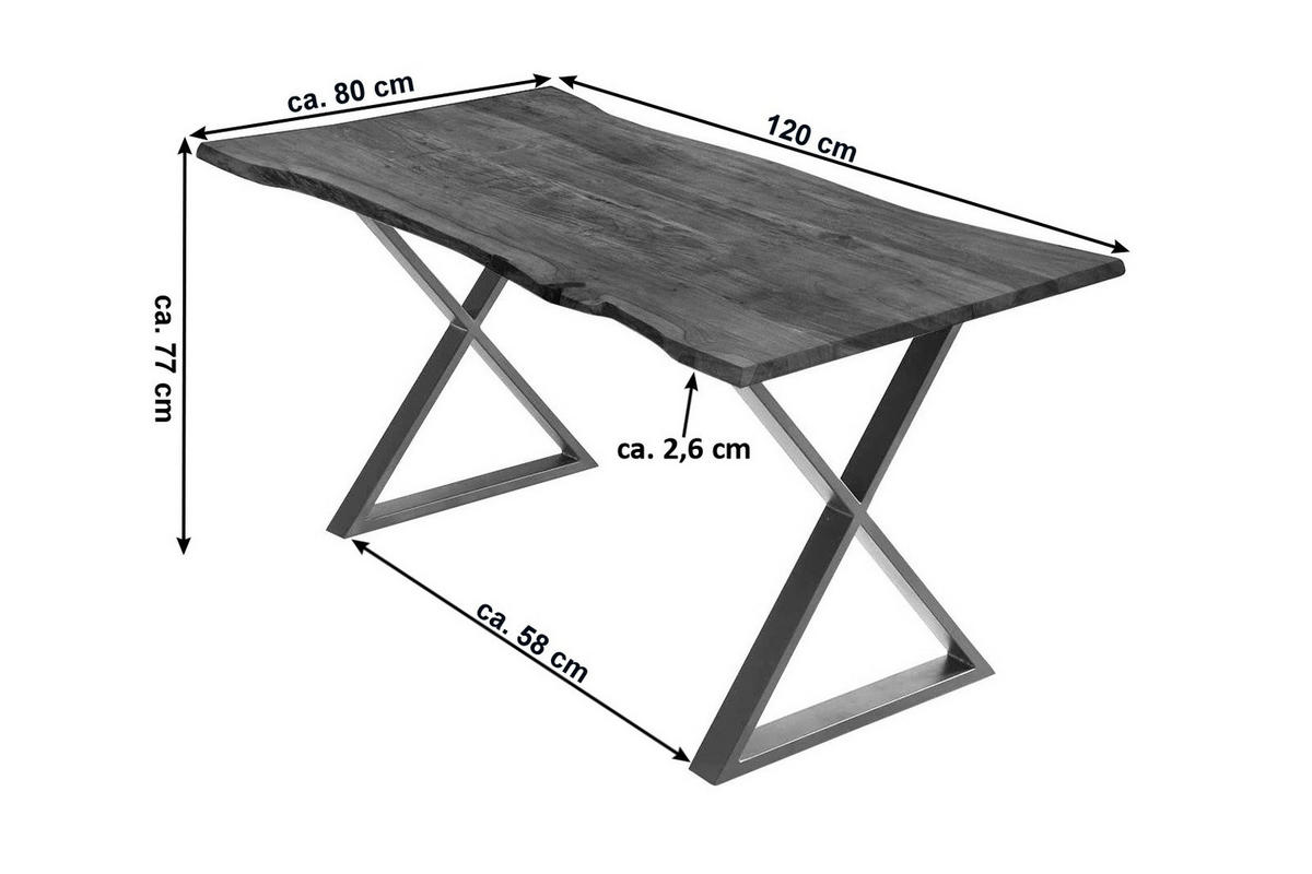 ESSTISCH KASIMIR - Chromfarben/Edelstahlfarben, Holz/Metall (80/120/77cm) - SAM