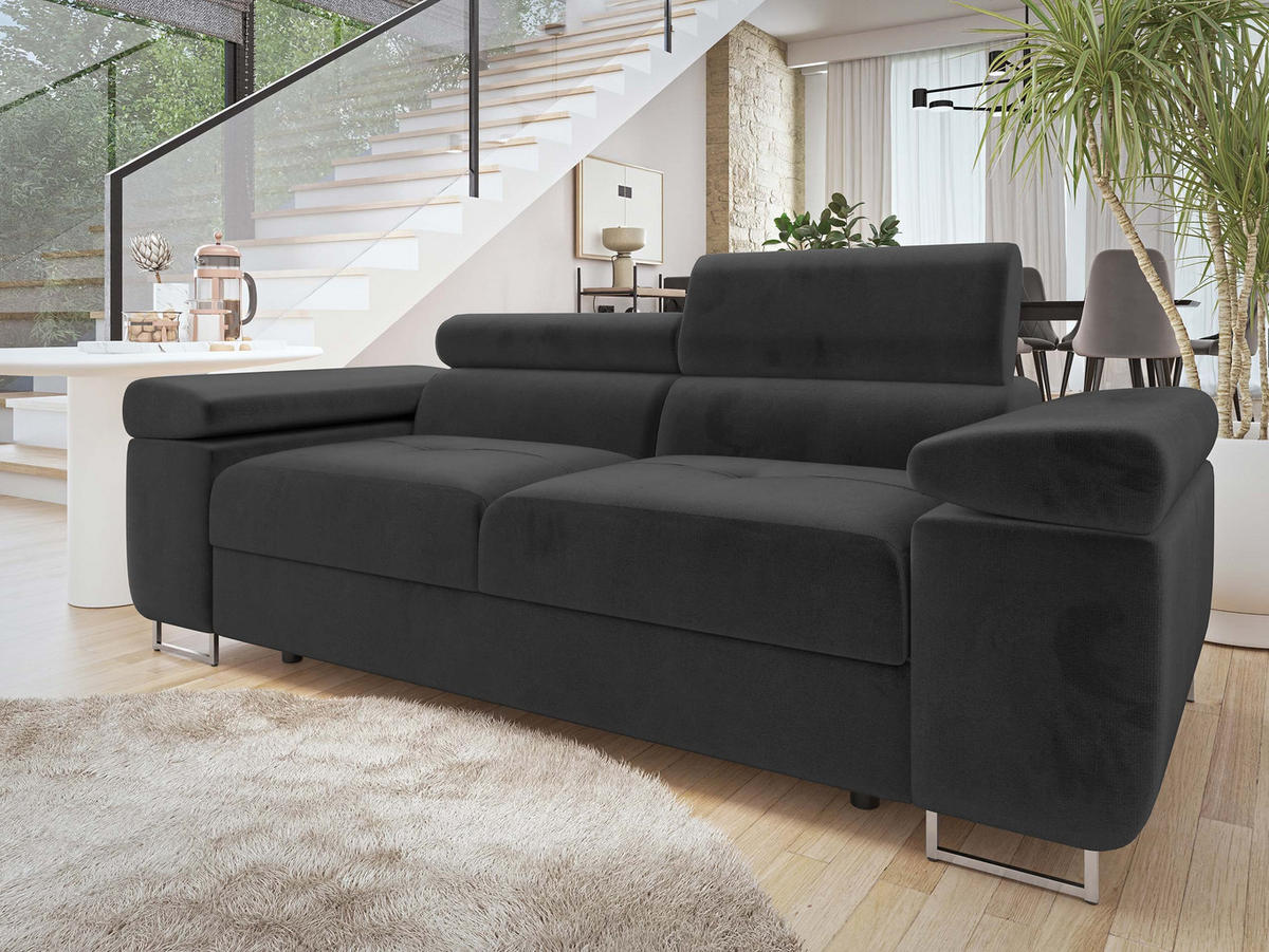 SOFA Torezio 2 - Schwarz, Holz/Textil (198/90/102cm) - MIRJAN24