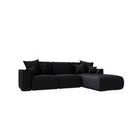 ECKSOFA GUSTO Cordstoff Schwarz Rechts inkl. Schlaffunktion - Chromfarben/Schwarz, Kunststoff/Textil (295/194cm) - 99rooms