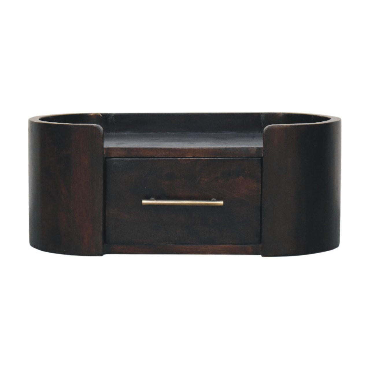 Artisan Furniture KOMODA s elegantním sametovým potahem v mocha povrchové úpravě, 6 zásuvek, tmavě hnědá.