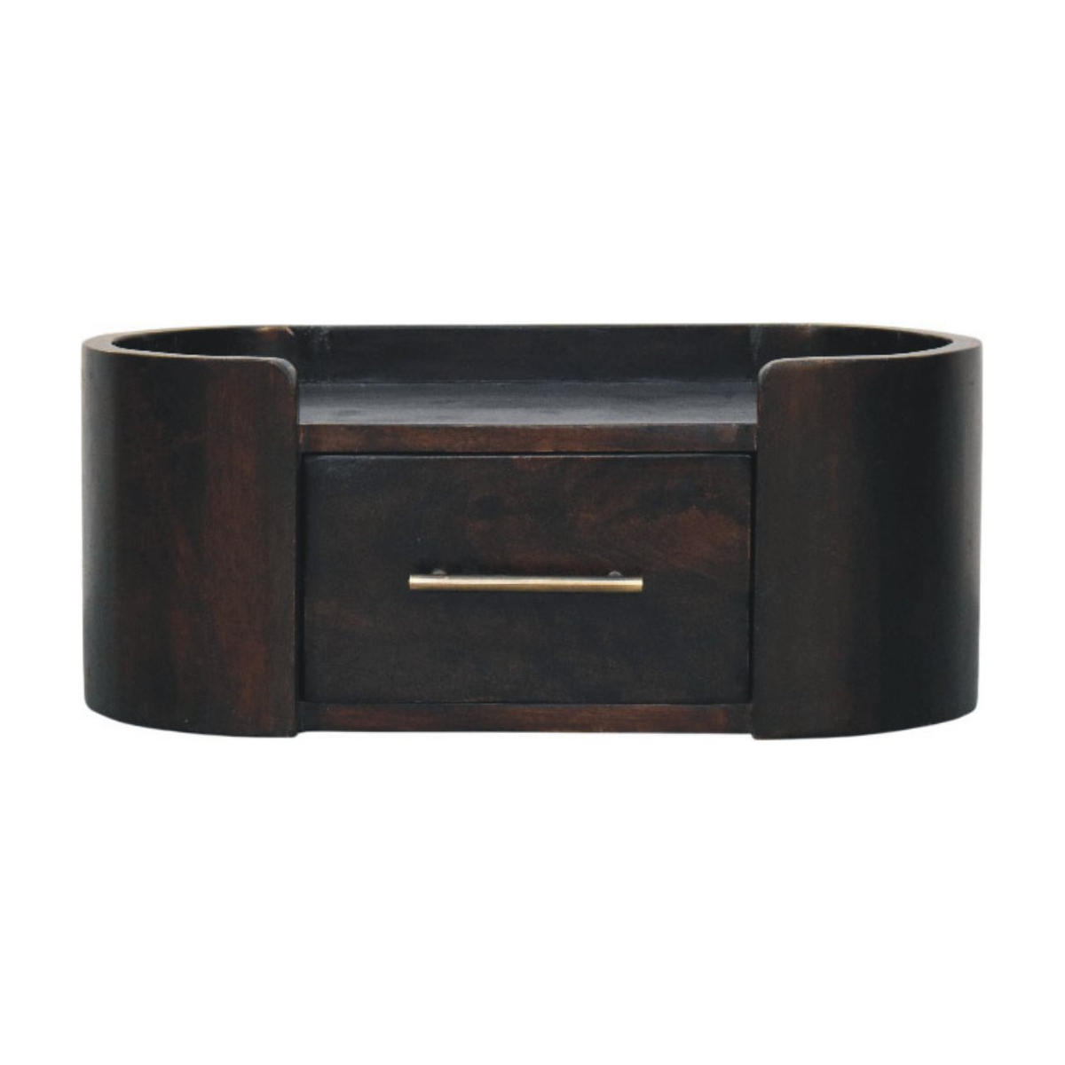 NACHTTISCH mit Samt-Mokka-Finish, 1 Schublade, oberes Fach, dunkelbraun - Dunkelbraun/Goldfarben, Holz/Metall (50/20/25cm) - Artisan Furniture