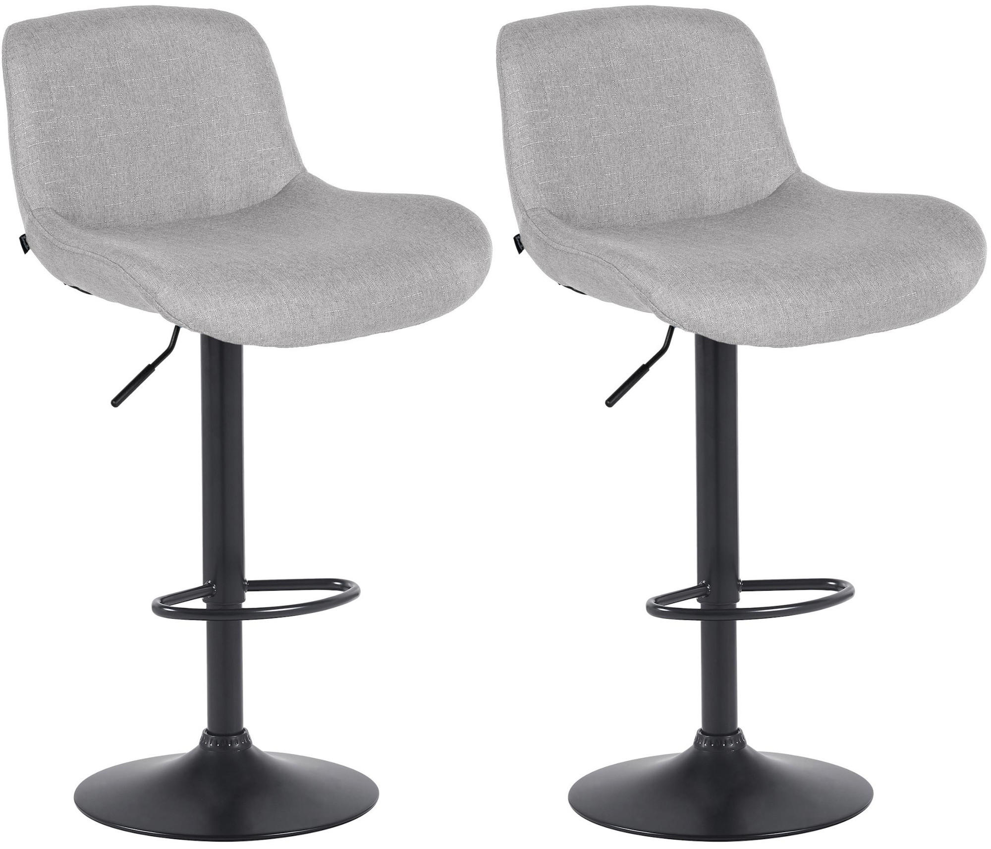 BARHOCKER 2er Set Stoff Hellgrau - Hellgrau/Schwarz, Textil/Metall (50/85/50cm) - CLP